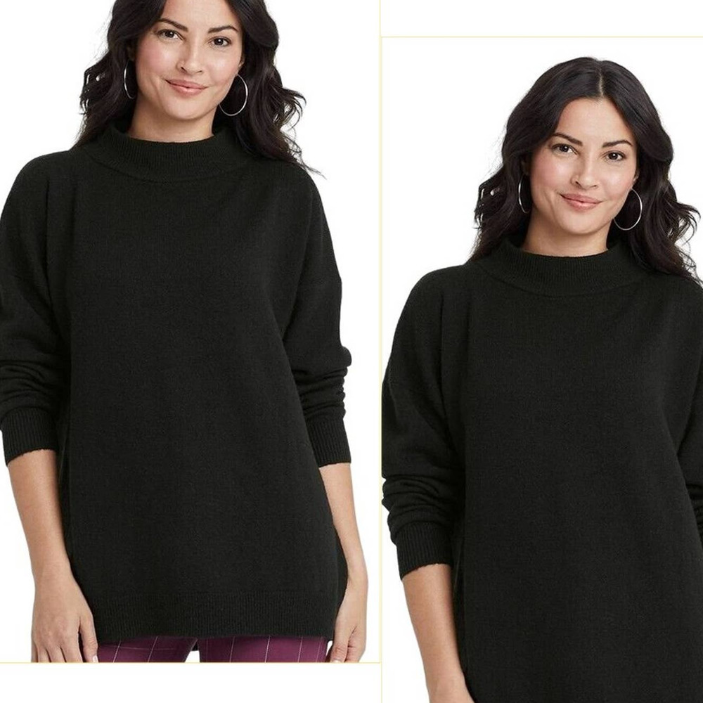 Bulk Lot of 9 Women's Med, Black, Slouchy Mock Turtleneck Pullover Sweaters, NWT